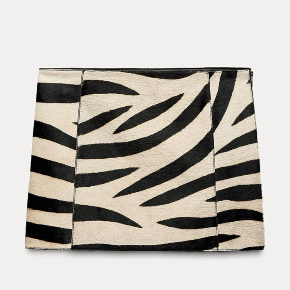 Zara animal print leather skirt- ZW collection NWT